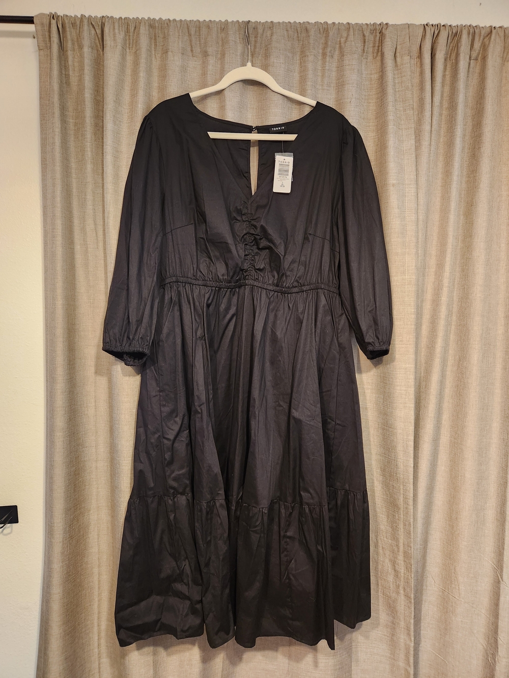 torrid Black Tiered V-Neck Midi Dress